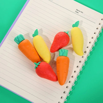 1 τεμ Lovely Fruit Pencil Eraser Catoon Strawberry Mango Carrot Rubber Erasers Φοιτητικά Γραφικά Σχολικά Είδη γραφείου Δώρα