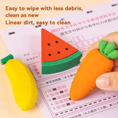 Deli 1 gab Big Eraser Creative Fruit Design Kawaii Soft Eraser 3 krāsu zīmuļu dzēšgumija skolas rakstīšanas labošanas piederumiem