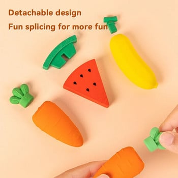 Deli 1бр Голяма гума Creative Fruit Design Kawaii Soft Eraser 3 цвята Гума за молив за училищно писане Консумативи за корекция