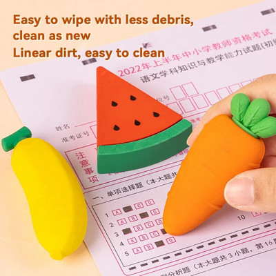 Deli 1db Big Eraser Creative Fruit Design Kawaii Soft Eraser 3 színű ceruza radír iskolai írásjavító kellékekhez