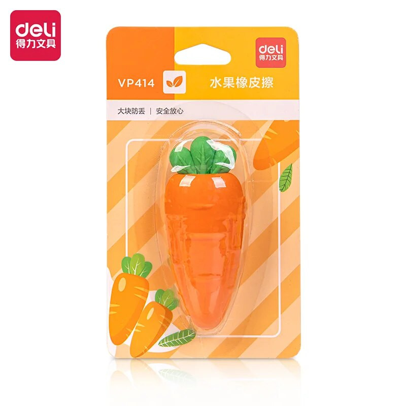 Deli 1 gab Big Eraser Creative Fruit Design Kawaii Soft Eraser 3 krāsu zīmuļu dzēšgumija skolas rakstīšanas labošanas piederumiem