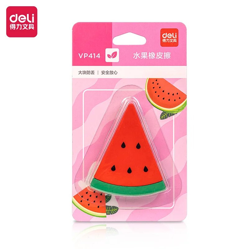 Deli 1 gab Big Eraser Creative Fruit Design Kawaii Soft Eraser 3 krāsu zīmuļu dzēšgumija skolas rakstīšanas labošanas piederumiem