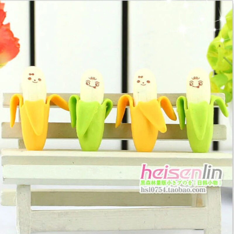 4 vnt./rinkinys Naujas kūrybinis trintukas mielas vaisinis banano formos pieštuko trintukas pradinių klasių mokiniams mokyklinių reikmenų raštinės reikmenys prizo dovana