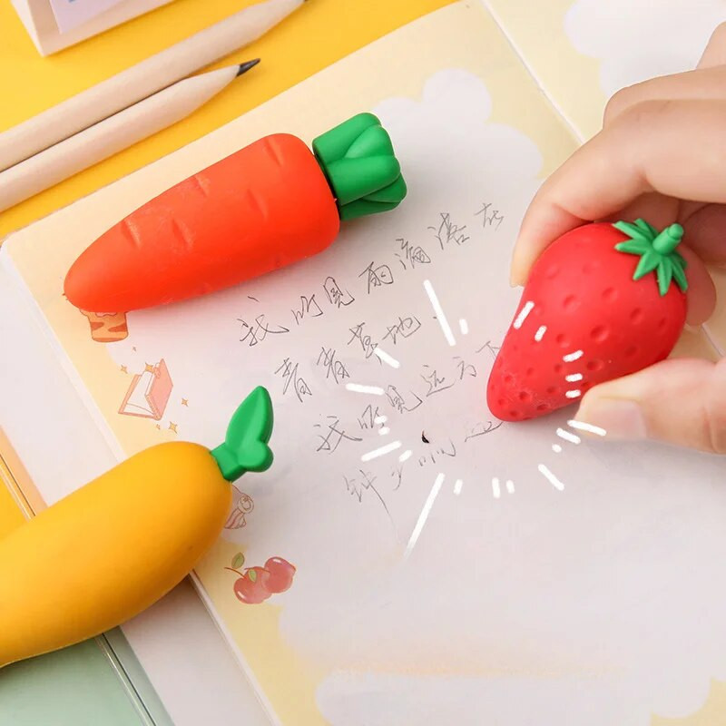 Karikatūra Fruit gumijas dzēšgumijas Taisnstūrveida krāsainas mīkstas zīmuļu dzēšgumijas korekcijas rīks Jauki rakstāmpiederumi skolēnu skolas piederumi