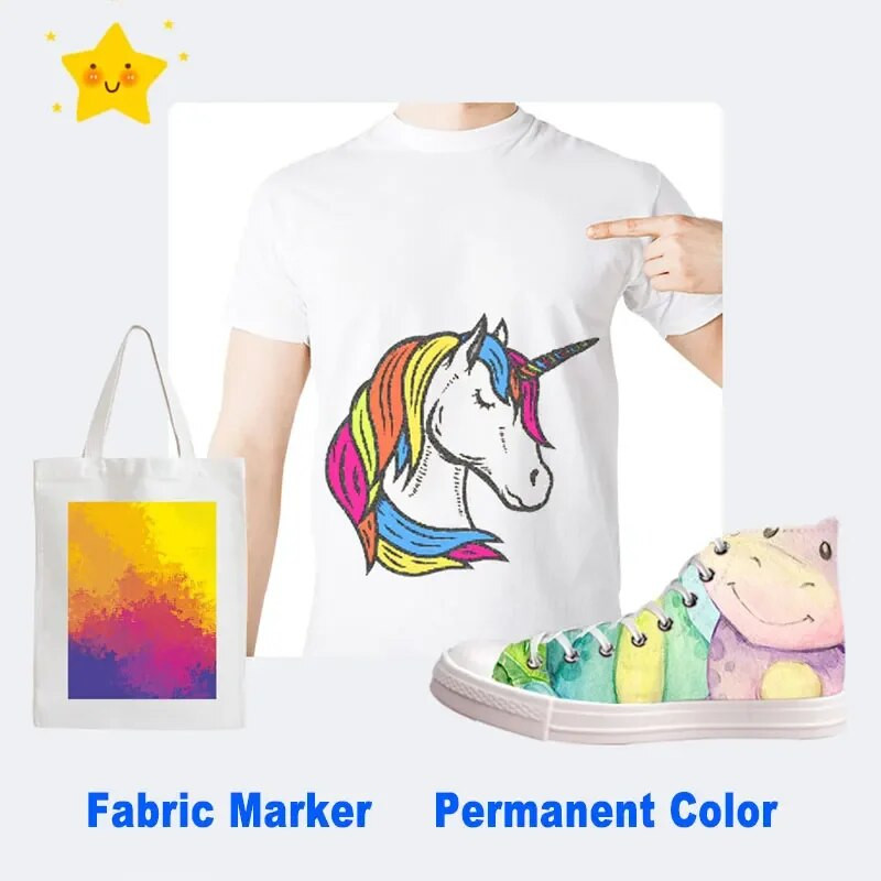 Υφασμάτινα μαρκαδόροι μαρκαδόροι μόνιμοι μαρκαδόροι μαγικής βαφής Υφασμάτινο στυλό 12 χρωμάτων Μαρκαδόροι τέχνης για ρούχα Μπλουζάκι καμβά Μαρκαδόροι ζωγραφικής Στυλό