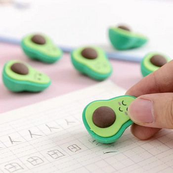 4 бр./компл. Cute Emote Avocado Pencil Eraser Puzzle Разглобяеми гуми Kawaii Детски канцеларски материали Мека гума Офис Училищни пособия