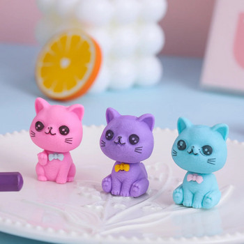 Χαριτωμένο Γόμα από καουτσούκ 3 τεμαχίων Cartoon Cute Cat Novelty