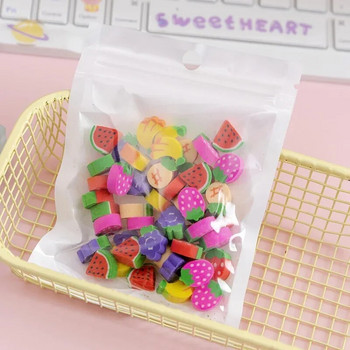 50 бр./чанта Мини гуми Kawaii Fruit Animals Love Hearts Pencil Eraser Детски подарък Корейски канцеларски материали Училищни офис консумативи за писане