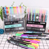 LOLEDE 12Pcs/σετ Gel στυλό Σετ Glitter for School Office Coloring Book Journals Σχέδιο Highlighter Graffiti Art Markers Pens