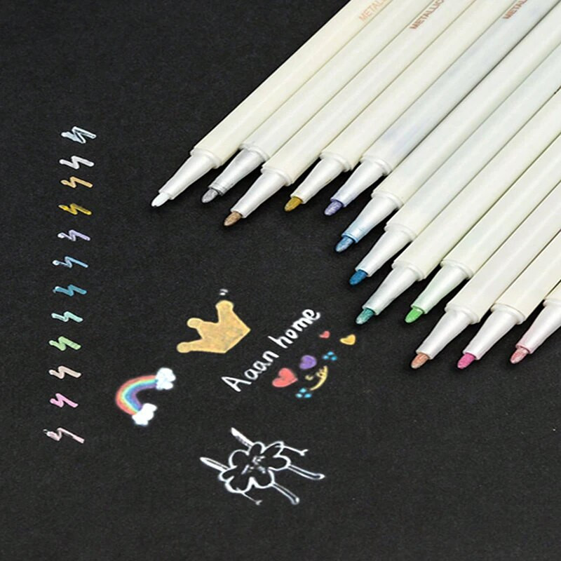 Bview Art 6/12pcs Extra Fine Tip Point Ακρυλικοί μαρκαδόροι για καμβά, κεραμικές επιφάνειες, DIY Crafts Making Art Supplies