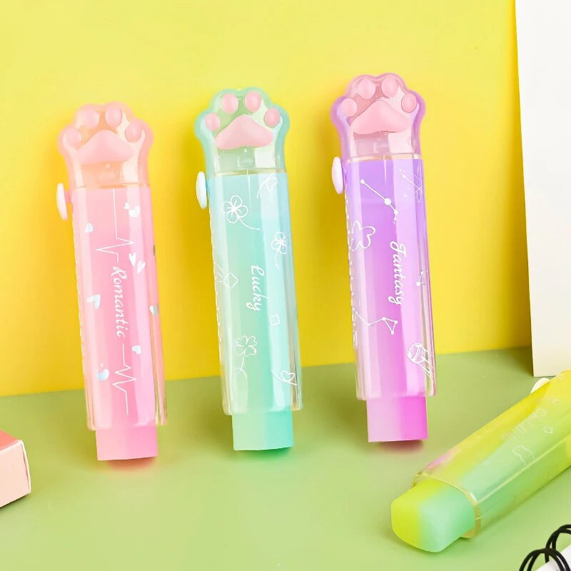 1vnt Kawaii Push-pull Design Cat Paw Nešiojama guminė trintukas Animacinių pieštukų trintukas Vaikams Žaislai Raštinės reikmenys Mokykliniai biuro reikmenys