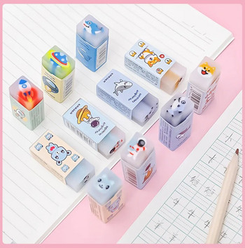 3 Piece Cartoon Cute Astronaut Animals Rubber Mini Eraser Set Novelty Stationery