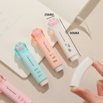 1 бр Kawaii Cat Paw Eraser Pencil Cute Push-pull Pen Shape Гумени корейски канцеларски материали Сладки ученически пособия