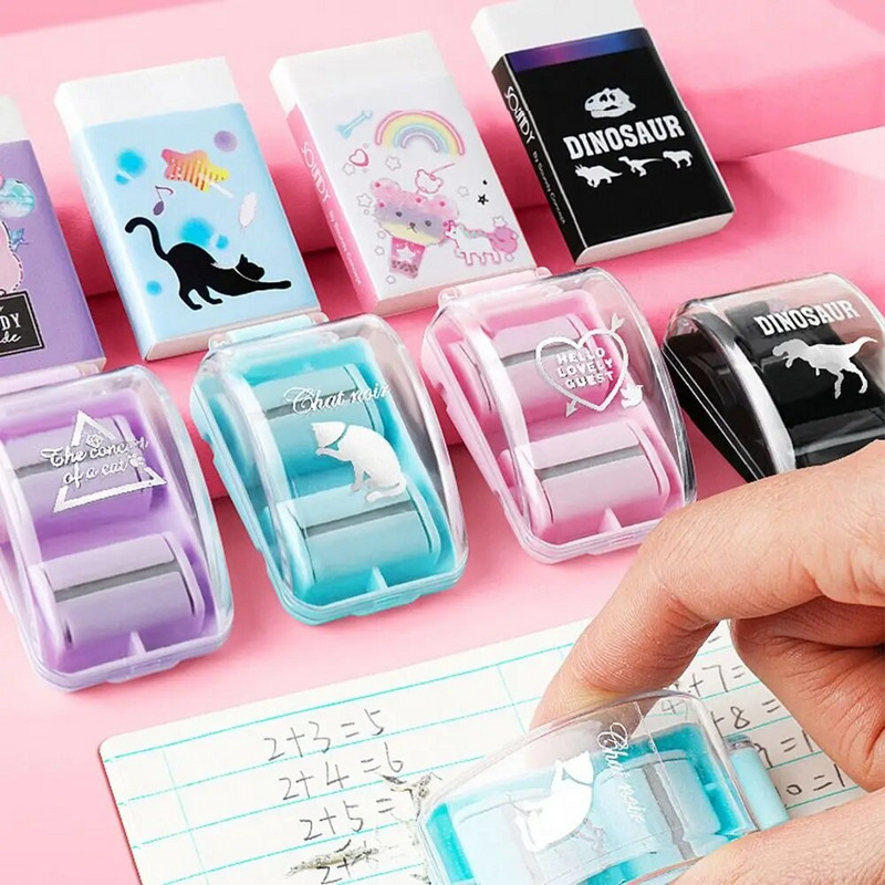 Φορητή ηλεκτρική σκούπα επιφάνειας εργασίας Mini Eraser Crumb Collectors With Cute Eraser Εγχειρίδιο Desktop Sweeper Students Gift School Office