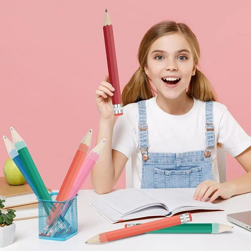 Milzīgs koka zīmulis ar dzēšgumiju, liels rakstāmpiederums Jaunums Bērnu rotaļlieta, rekvizītu gleznotājs Mākslinieks Students, liels zīmulis 35cm