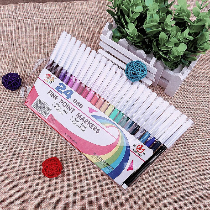 12-24 Krāsu pildspalvu mākslas marķieru zīmēšanas komplekts Krāsas bērniem Akvareļu pildspalva Drošs Netoksisks grafiti veselības skolas kancelejas piederumi