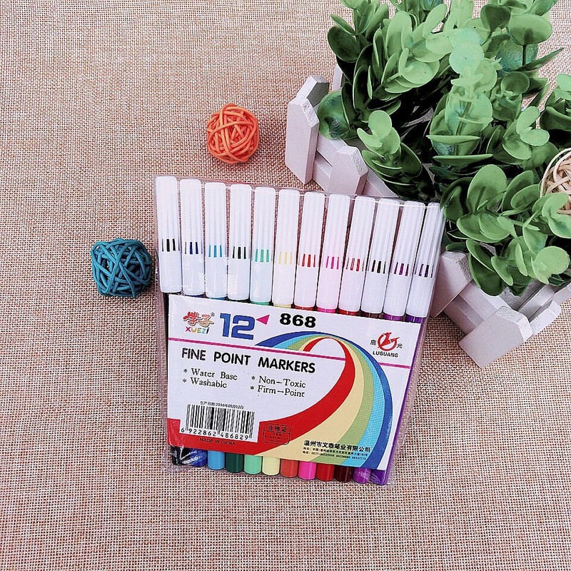 12-24 Krāsu pildspalvu mākslas marķieru zīmēšanas komplekts Krāsas bērniem Akvareļu pildspalva Drošs Netoksisks grafiti veselības skolas kancelejas piederumi