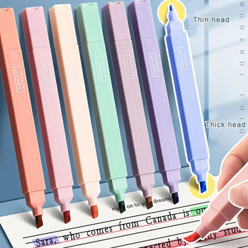 6PCS Highlighter Ανοιχτόχρωμο Kawaii Markers DIY Album Diary Double Ended Highlighter Student Χαρτικά Σχολικά προμήθειες γραφείου