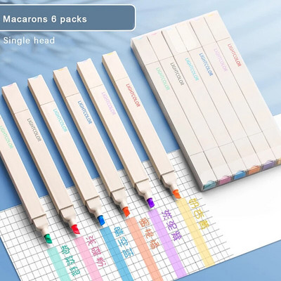 6GAB marķieri, gaišas krāsas Kawaii marķieri, DIY albuma dienasgrāmata Divu galu marķieris studentu kancelejas preces, skolas biroja piederumi