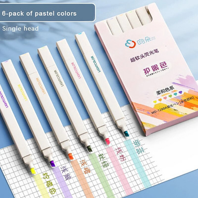 6GAB marķieri, gaišas krāsas Kawaii marķieri, DIY albuma dienasgrāmata Divu galu marķieris studentu kancelejas preces, skolas biroja piederumi