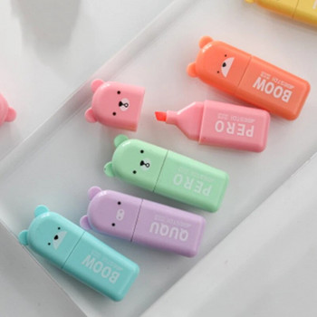 6 τεμ/Σετ Cartoon Animals Highlighter Macaron Cute Lolique Tip Marker Scrapbooking Diary Fluorescent Pen Kawaii Stationery