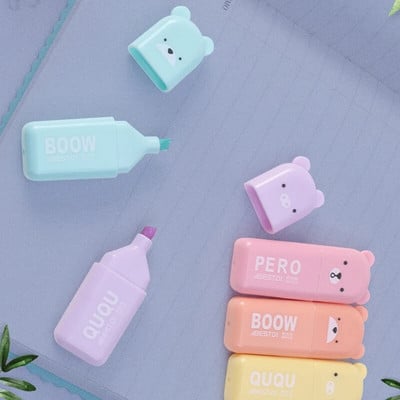 6 τεμ/Σετ Cartoon Animals Highlighter Macaron Cute Lolique Tip Marker Scrapbooking Diary Fluorescent Pen Kawaii Stationery