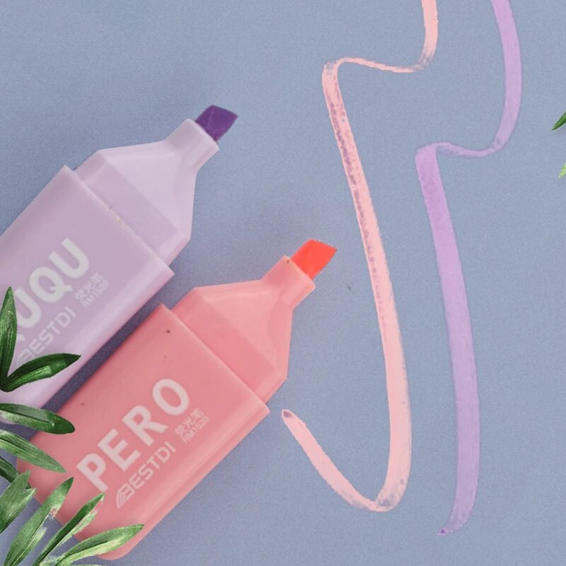 6Gb/komplekts Karikatūras Dzīvnieki Marķieris Macaron Cute Slīpi Uzgali Marķieris Scrapbooking Dienasgrāmata Fluorescējoša pildspalva Kawaii Kancelejas preces