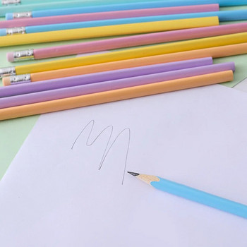 12 τμχ Macaron Ξύλο μολύβι με γόμα Τρίγωνο γυαλιστερό λαστιχένιο κεφάλι σκίτσο Σχέδιο στυλό Office Learning School Stationery HB Pencil