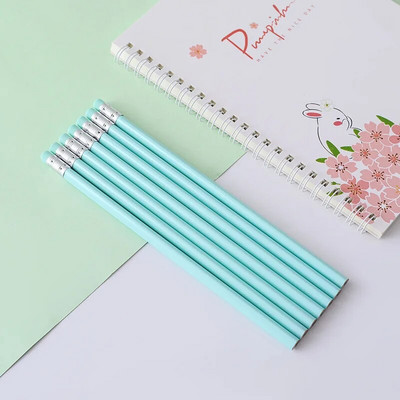 12 tk Macaron puidust pliiats kustutuskummiga kolmnurga läikiva kummipeaga eskiis Joonistuspliiats Kontor õppekooli kirjatarbed HB pliiats