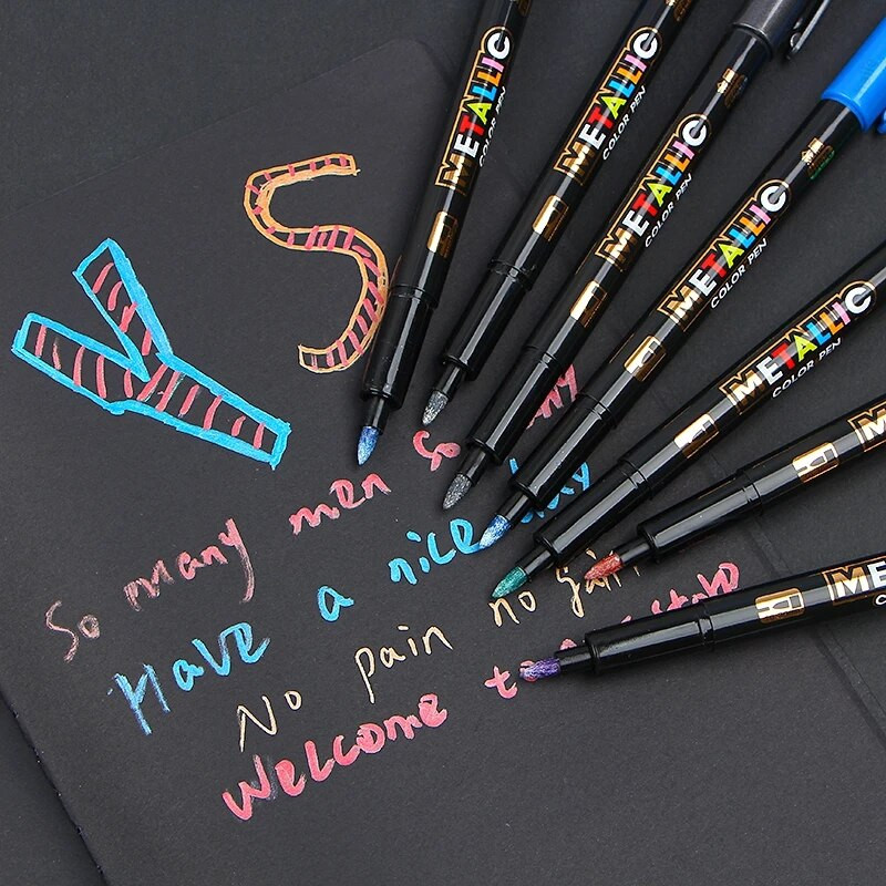 Haile 8 Color Metallic Water Paint Metāla auduma marķiera pildspalva DIY Keramikas grafiti zīmēšanas pildspalva Amatniecības darbi Krāsu pildspalvas mākslas kancelejas piederumi