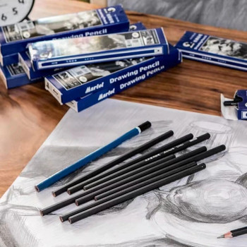 3 бр. Комплект моливи за рисуване на художествени скици Меки/средни/твърди Ученически пособия за писане и скициране с бял кафяв въглен 2H-14B за ученици