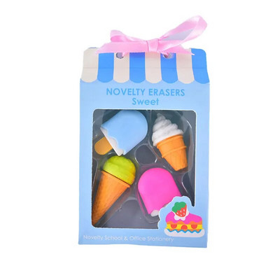 4PCS Kawaii radošās pārtikas kūku dzēšgumija Ziemassvētku bērniem dāvanu saldējuma hamburgera konfekte noņemama gumijas dzēšgumija kancelejas piederumi