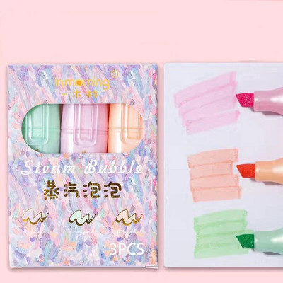 Metāliski mirgojošie marķieri, 3 fantāzijas krāsu marķieru komplekts, pasteļkrāsu marķiera pildspalva ar kaltu galu