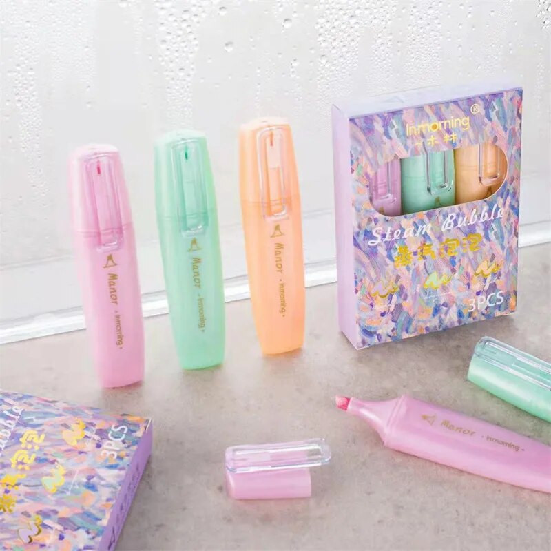 Metāliski mirgojošie marķieri, 3 fantāzijas krāsu marķieru komplekts, pasteļkrāsu marķiera pildspalva ar kaltu galu