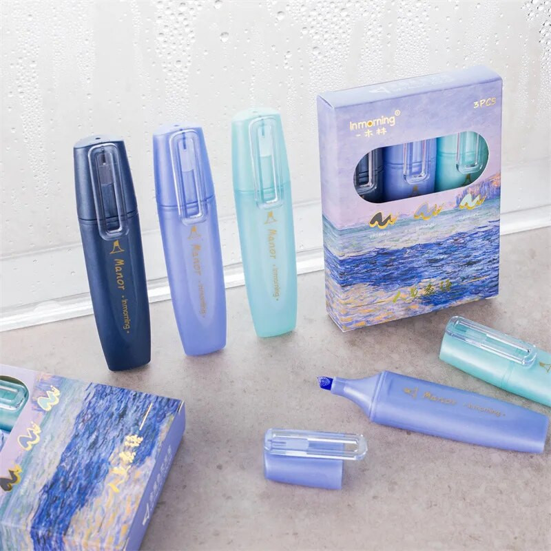 Metāliski mirgojošie marķieri, 3 fantāzijas krāsu marķieru komplekts, pasteļkrāsu marķiera pildspalva ar kaltu galu