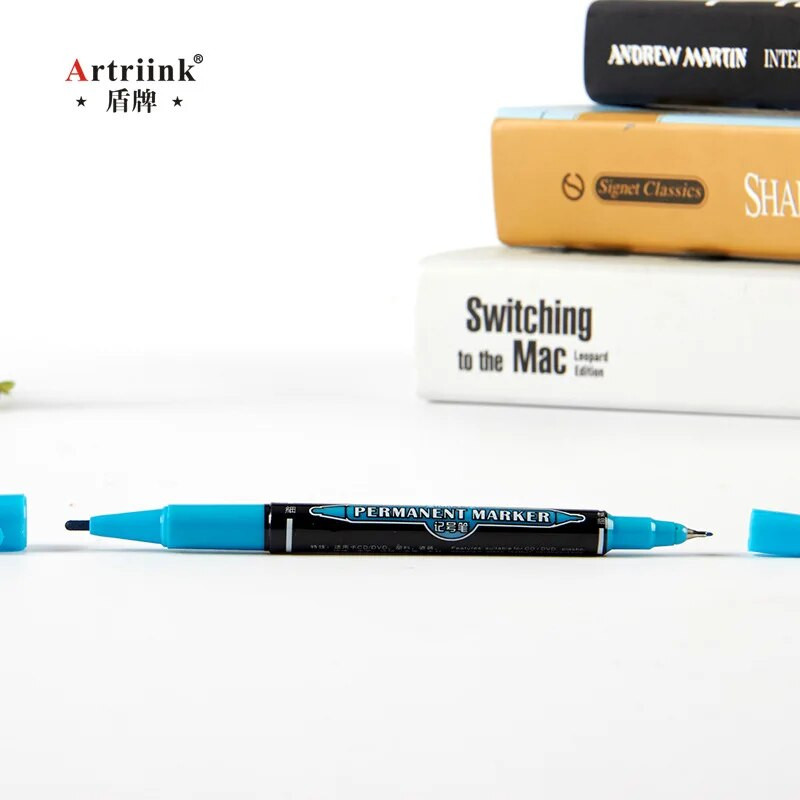 χονδρική 12 τμχ χρωματιστό Dual Tip γρήγορο στέγνωμα μαρκαδόρο μαρκαδόρου για ύφασμα μεταλλικό ποιοτικό λεπτό χαρτί για σχέδιο