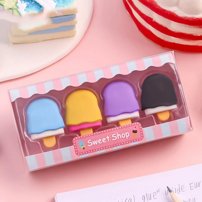 4 kusy/krabice Kawaii Lollipop Sweety Ice Cream Študentské písacie potreby Školské kancelárske potreby Detské gumy pre deti Guma na ceruzky