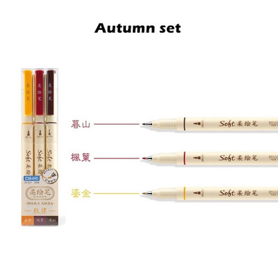 3 τμχ Σετ πινακίδας με μαλακό πινέλο τεσσάρων εποχών για σχέδιο καλλιγραφίας Γράμματα ζωγραφικής Fine Tip Liner School Art Design A6335