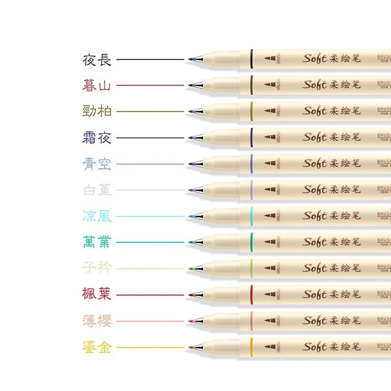 3 τμχ Σετ πινακίδας με μαλακό πινέλο τεσσάρων εποχών για σχέδιο καλλιγραφίας Γράμματα ζωγραφικής Fine Tip Liner School Art Design A6335