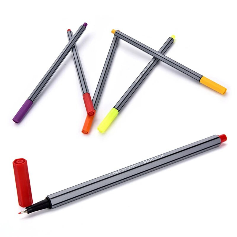 Profesionāls Finliner 0,4 Mm 24 Finliner Pildspalvas Krāsu Fineliner Komplekts Marķieri Kvalitatīvi krāsaini mākslas marķieri Pildspalva Art Painting Fine