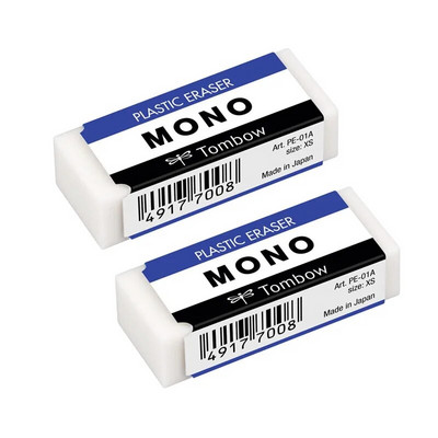 2 τμχ Tombow MONO Πλαστική Γόμα Χωρίς σκόνη XS PE-01A Καουτσούκ Αφαιρεί καθαρά τα σημάδια χωρίς να καταστρέφει χαρτί Εξαιρετικό για το σχολείο ή την τέχνη