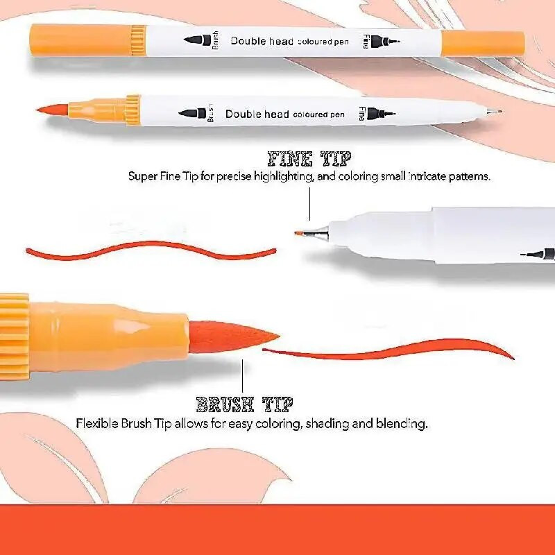 24 gab. Divu galviņu āķa līnijas pildspalvas krāsu marķieris mīksts uzgalis akvareļu pildspalva Skolas studentu mākslas piederumi bērnu dāvanu gleznošanas komplekts