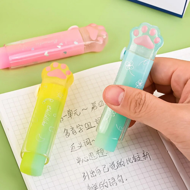 1 τμχ Cat Paw Rubber Eraser for KidsCute Push-pull Pencil Shape Γόμα Μολύβι Student Kawaii Stationery Παιδικά σχολικά είδη