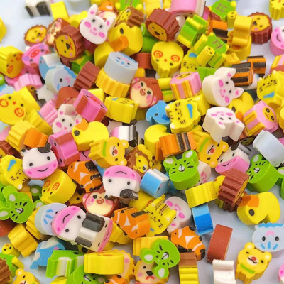 100 τμχ/σετ Kawaii Eraser Creative Cartoon Mini Pencil Rubber Animal Fruit Χριστουγεννιάτικες γόμες για παιδιά Σχολικά είδη γραφικής ύλης