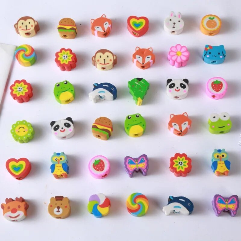 100 tk/komplekt Kawaii Eraser Creative Cartoon Mini Pliiats Kummist Animal Fruit jõulukummid lastele koolitarvete jaoks