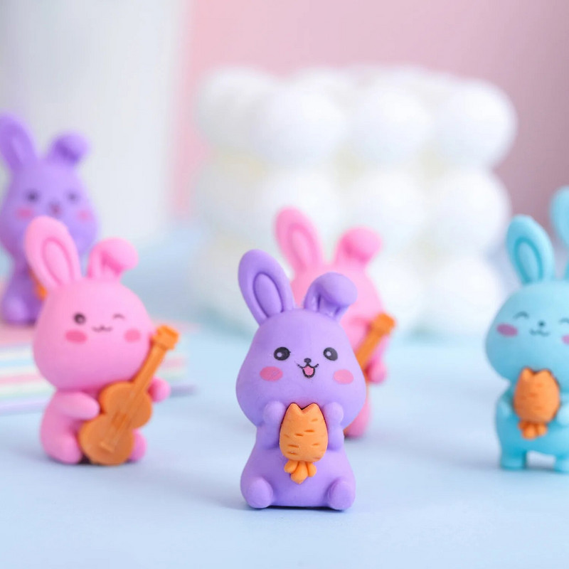 3 daļiņu multfilma Cute Rabbit Gumijas Dzēšgumija Jaunums Kancelejas preces