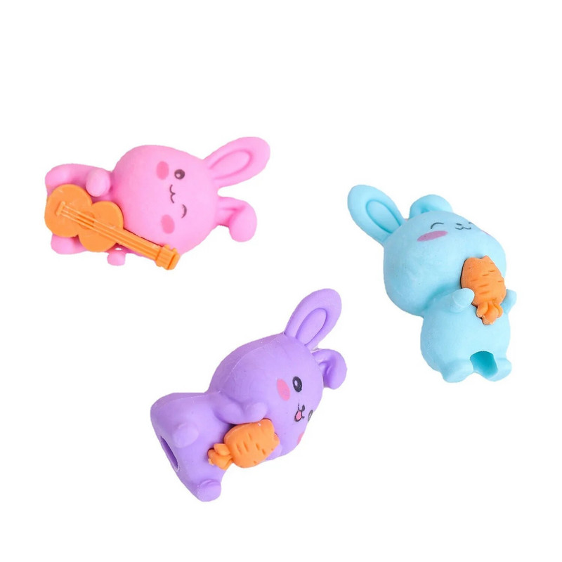 3 daļiņu multfilma Cute Rabbit Gumijas Dzēšgumija Jaunums Kancelejas preces