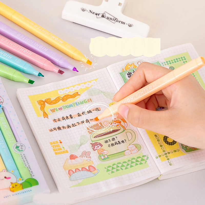 1 kaste 6 gab.Jauktas krāsas fluorescējošas marķiera pildspalvas