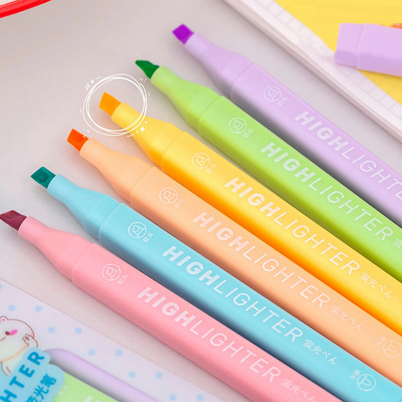 1 kaste 6 gab.Jauktas krāsas fluorescējošas marķiera pildspalvas