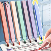6 TK Highlighter Hele värvi Kawaii Markerid DIY Album Diary Toped Ended Highlighter Õpilaste Kirjatarbed Kooli kontoritarbed